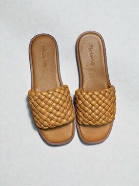 🌻NEW NWOT Madewell The Suzi Woven Leather Slide Sandal in Toffee Size 8